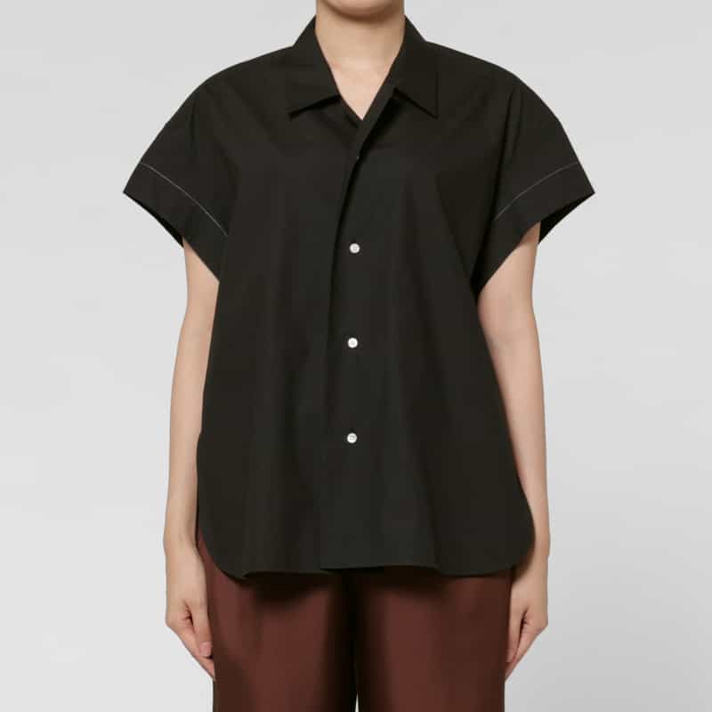 SCEARN SCEARN ＜セアン＞ オープンカラー ショートスリーブシャツ BLACK
