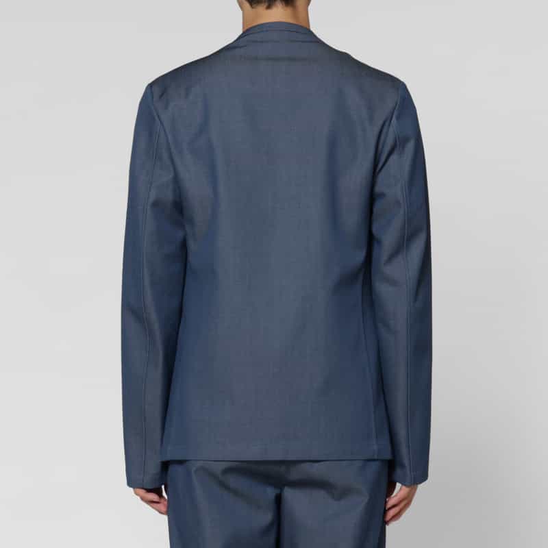 BARNEYS NEW YORK ウールギャバジンノーカラージャケット BLUE