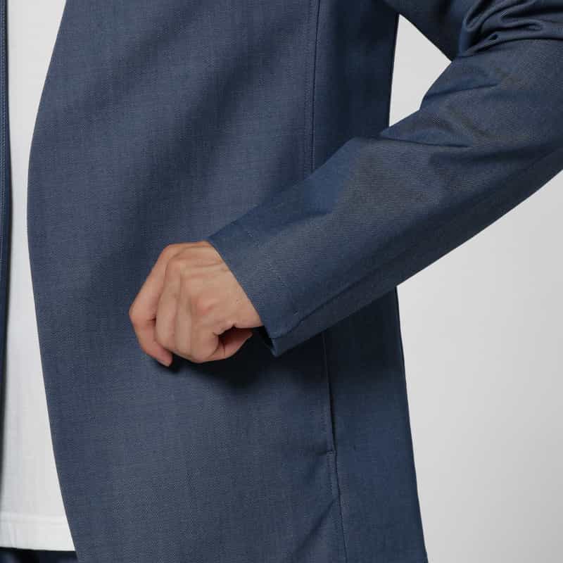 BARNEYS NEW YORK ウールギャバジンノーカラージャケット BLUE