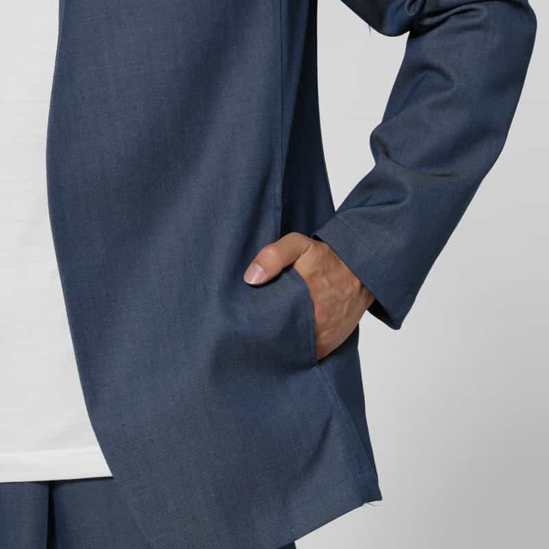 BARNEYS NEW YORK ウールギャバジンノーカラージャケット BLUE