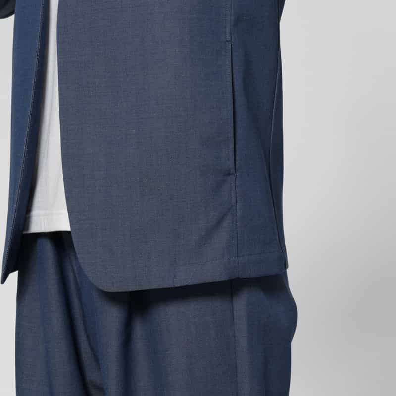 BARNEYS NEW YORK ウールギャバジンノーカラージャケット BLUE