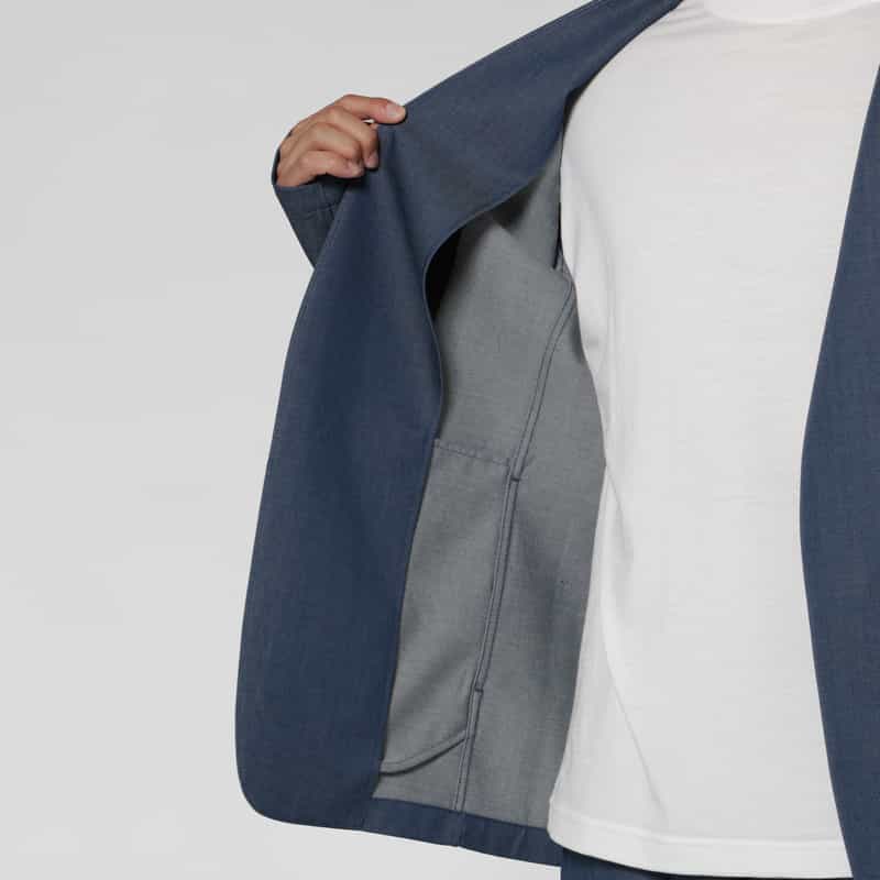BARNEYS NEW YORK ウールギャバジンノーカラージャケット BLUE