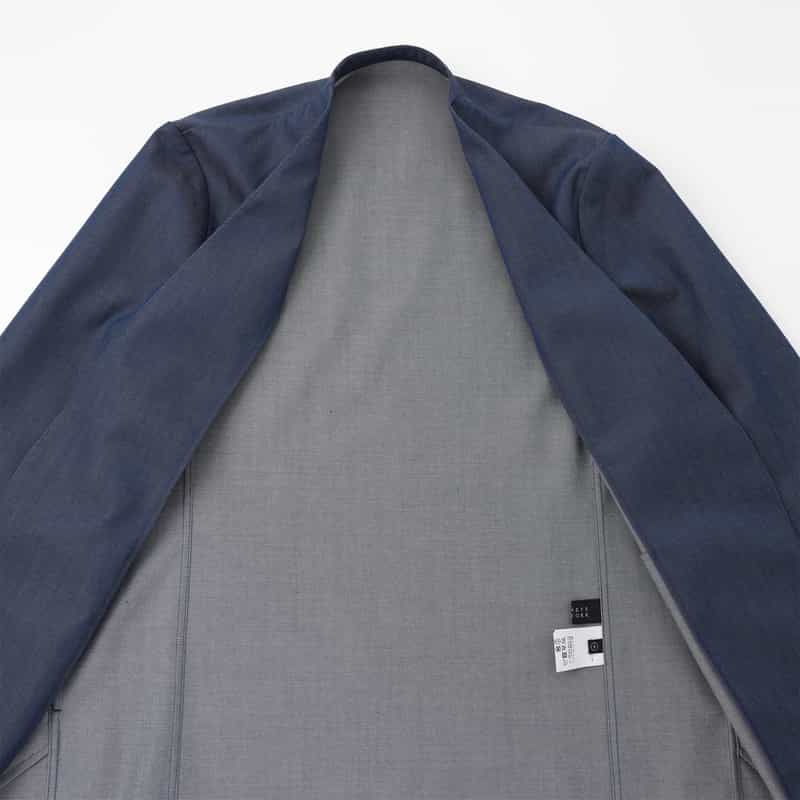 BARNEYS NEW YORK ウールギャバジンノーカラージャケット BLUE