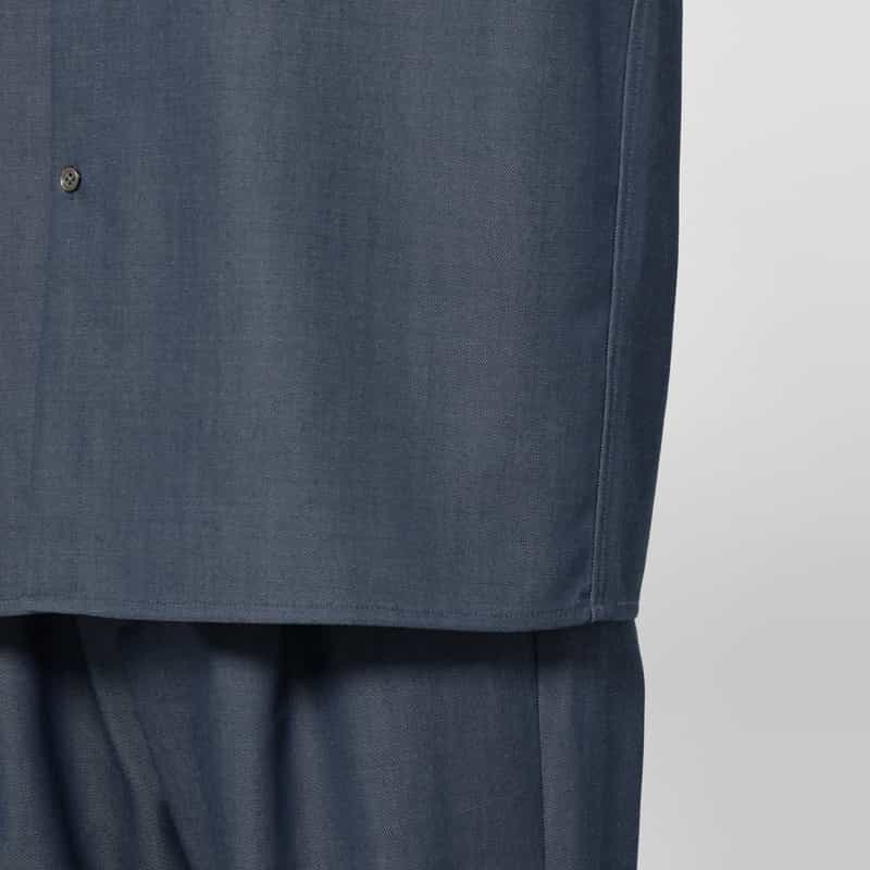 BARNEYS NEW YORK ウールギャバジンオーバーフィットカジュアルシャツ BLUE