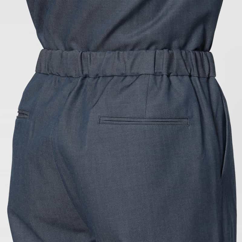 BARNEYS NEW YORK ドローコード付きウールギャバジンワイドパンツ BLUE