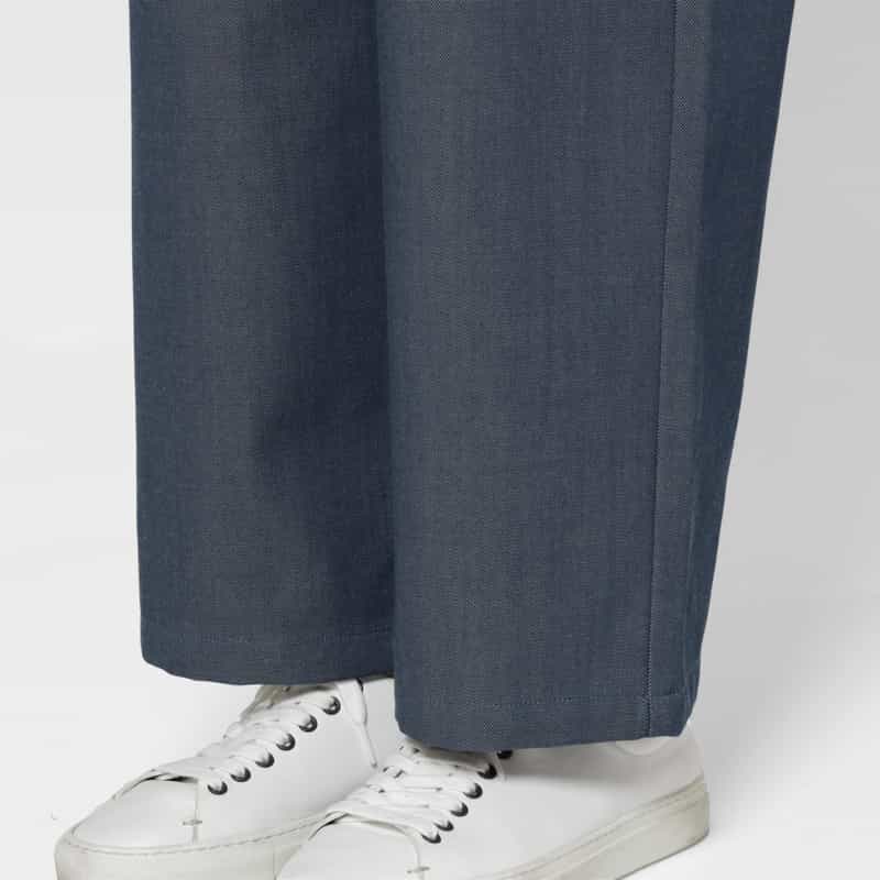 BARNEYS NEW YORK ドローコード付きウールギャバジンワイドパンツ BLUE