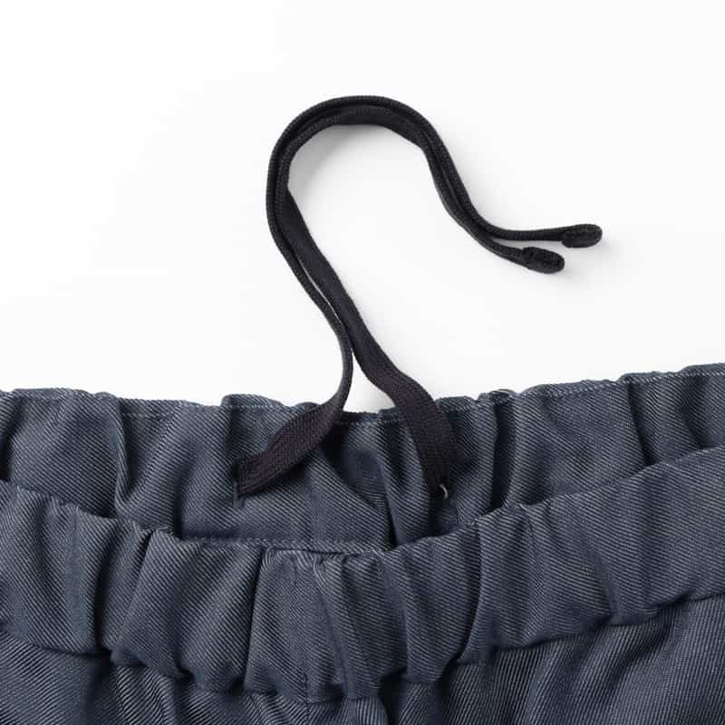 BARNEYS NEW YORK ドローコード付きウールギャバジンワイドパンツ BLUE