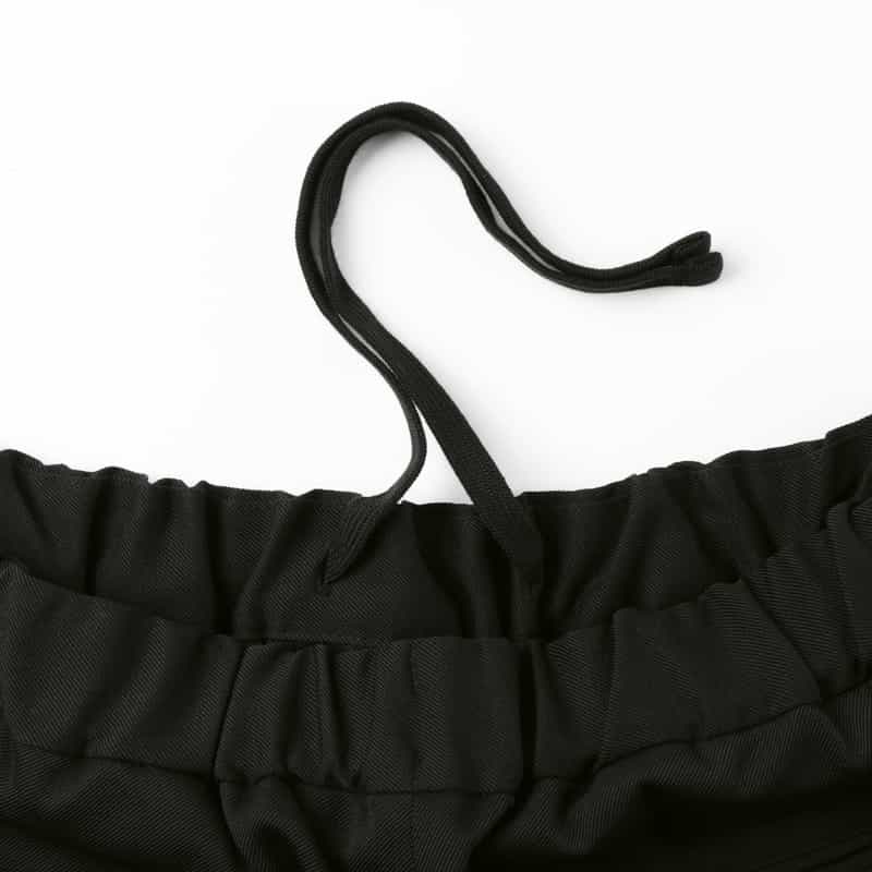 BARNEYS NEW YORK ドローコード付きウールギャバジンワイドパンツ BLACK