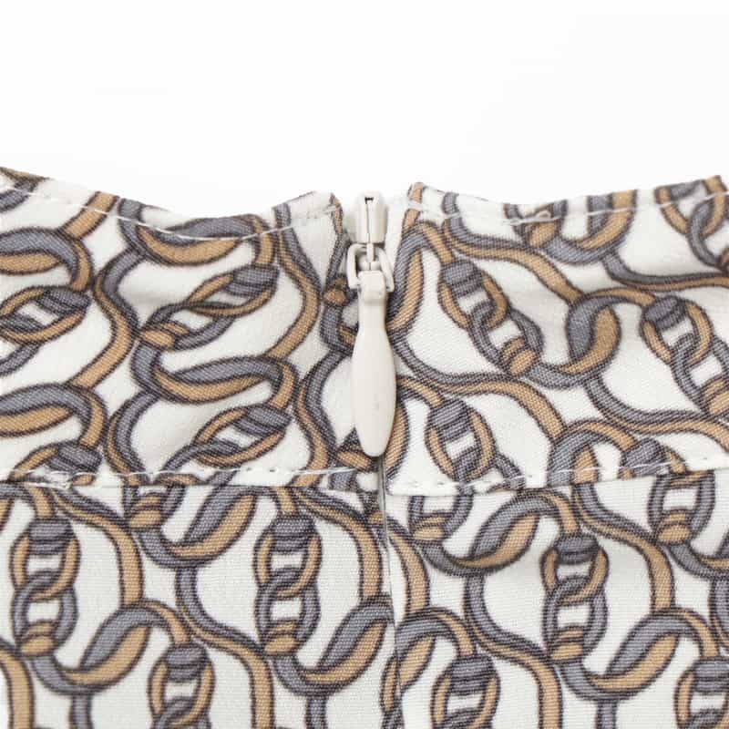 BARNEYS NEW YORK ウォッシャブル チェーンプリント柄ランダムタックスリーブブラウス WHITE