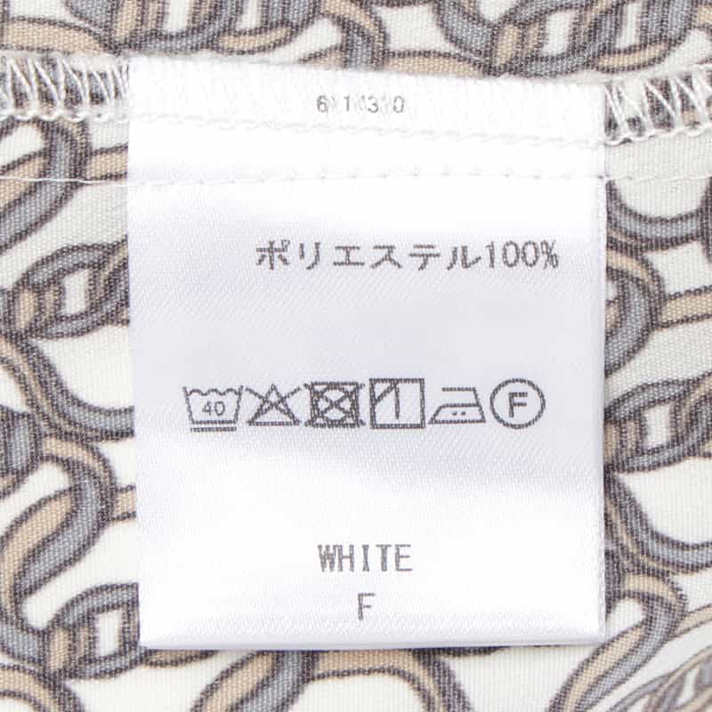 BARNEYS NEW YORK ウォッシャブル チェーンプリント柄ランダムタックスリーブブラウス WHITE