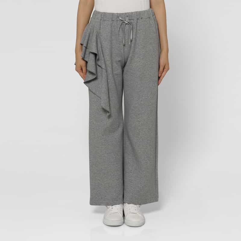 BARNEYS NEW YORK セットアップ ウォッシャブル サイドフリル ダンボール素材ドローストリングパンツ GRAY