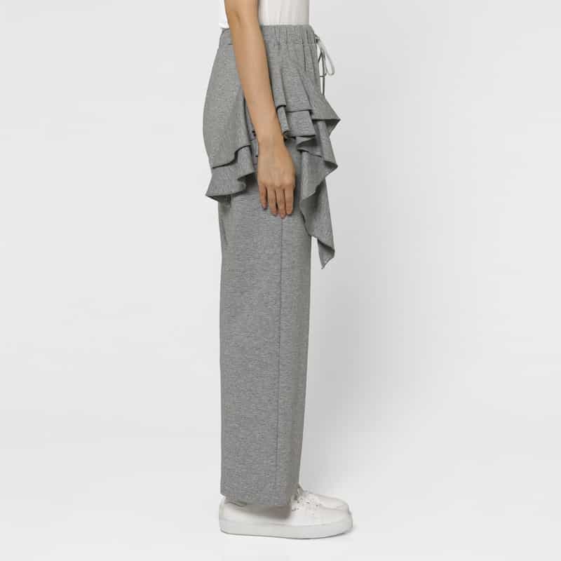 BARNEYS NEW YORK セットアップ ウォッシャブル サイドフリル ダンボール素材ドローストリングパンツ GRAY