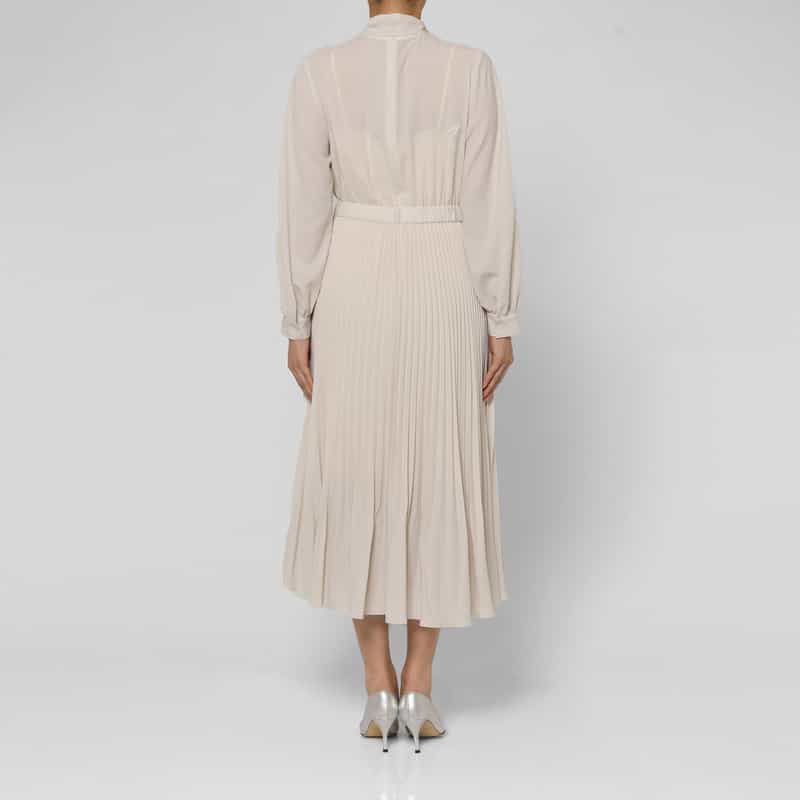 BARNEYS NEW YORK ウォッシャブル ドレープボウタイドレス （インナードレス付き） BEIGE