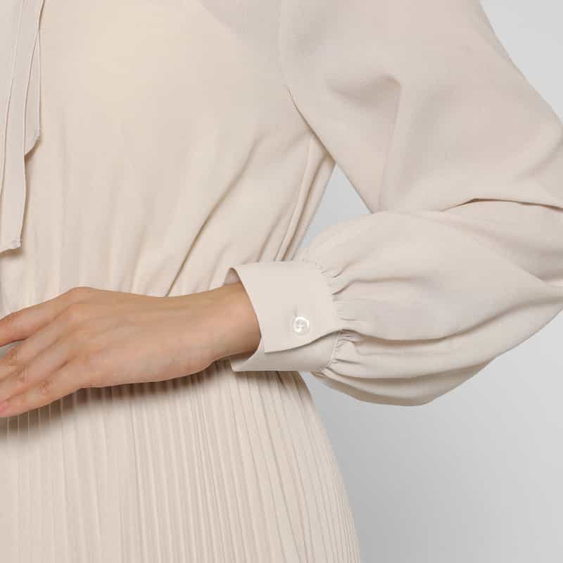 BARNEYS NEW YORK ウォッシャブル ドレープボウタイドレス （インナードレス付き） BEIGE