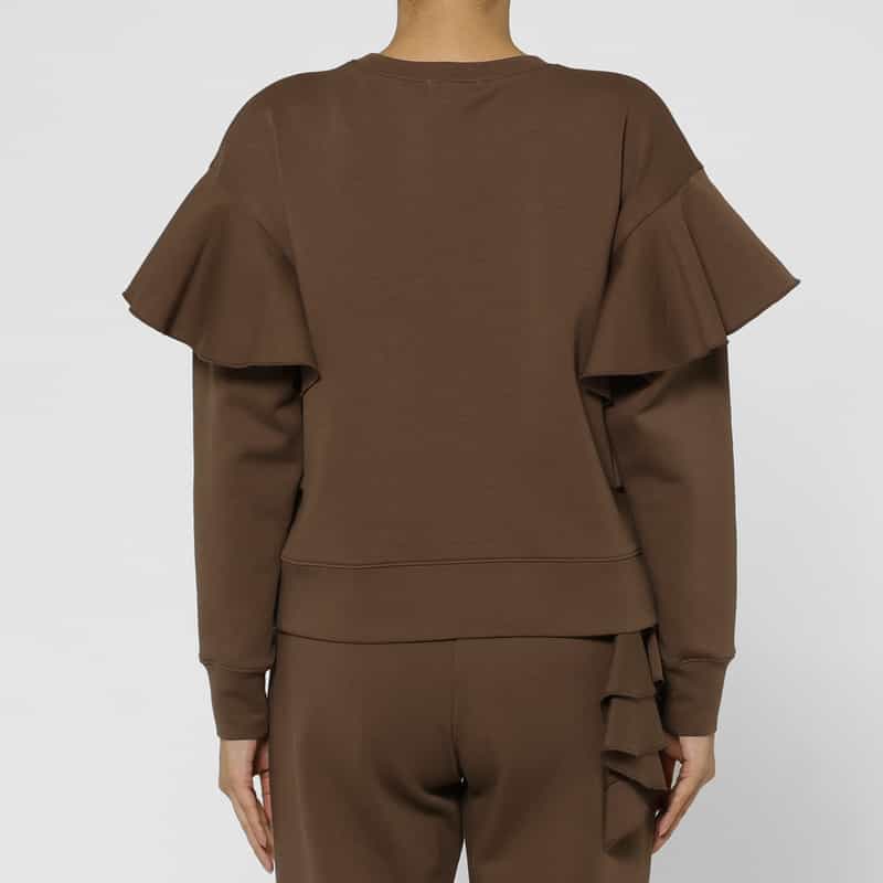 BARNEYS NEW YORK セットアップ ウォッシャブル フリルスリーブ ダンボール素材プルオーバー BROWN