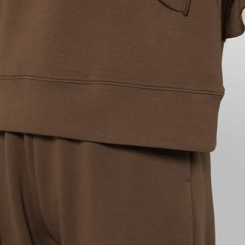BARNEYS NEW YORK セットアップ ウォッシャブル フリルスリーブ ダンボール素材プルオーバー BROWN