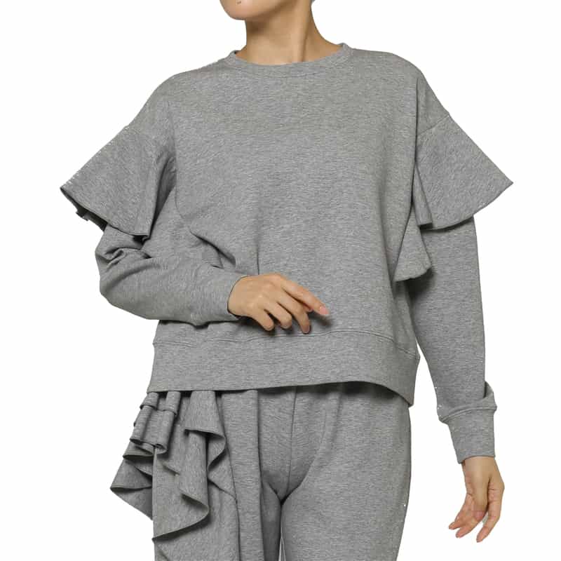BARNEYS NEW YORK セットアップ ウォッシャブル フリルスリーブ ダンボール素材プルオーバー GRAY