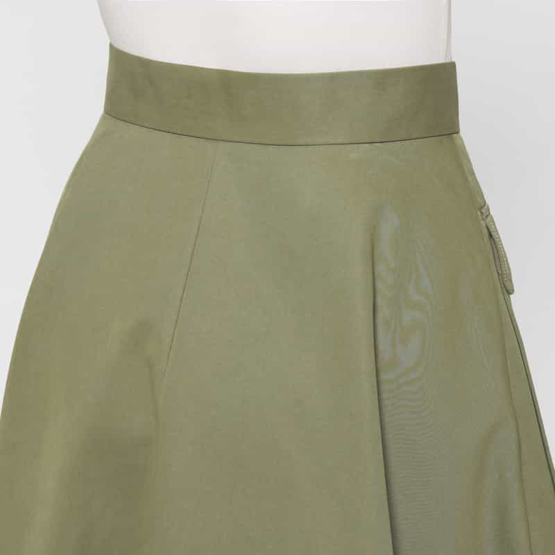 BARNEYS NEW YORK ウォッシャブル ダブルフラップポケット フレアスカート KHAKI
