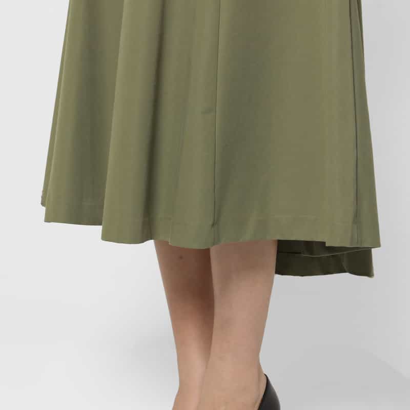 BARNEYS NEW YORK ウォッシャブル ダブルフラップポケット フレアスカート KHAKI