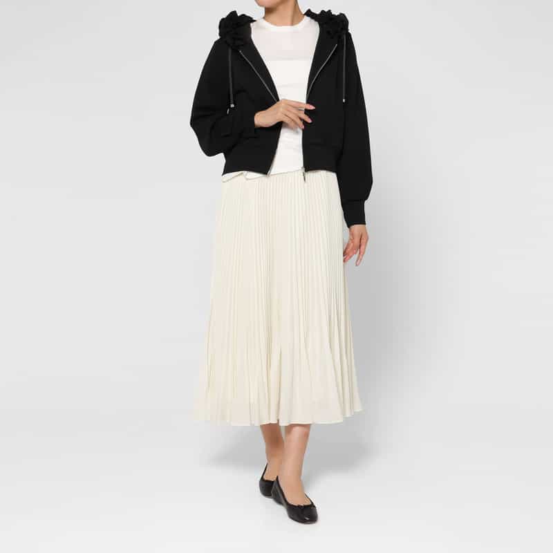 BARNEYS NEW YORK セットアップ ウォッシャブル プリーツスカート WHITE