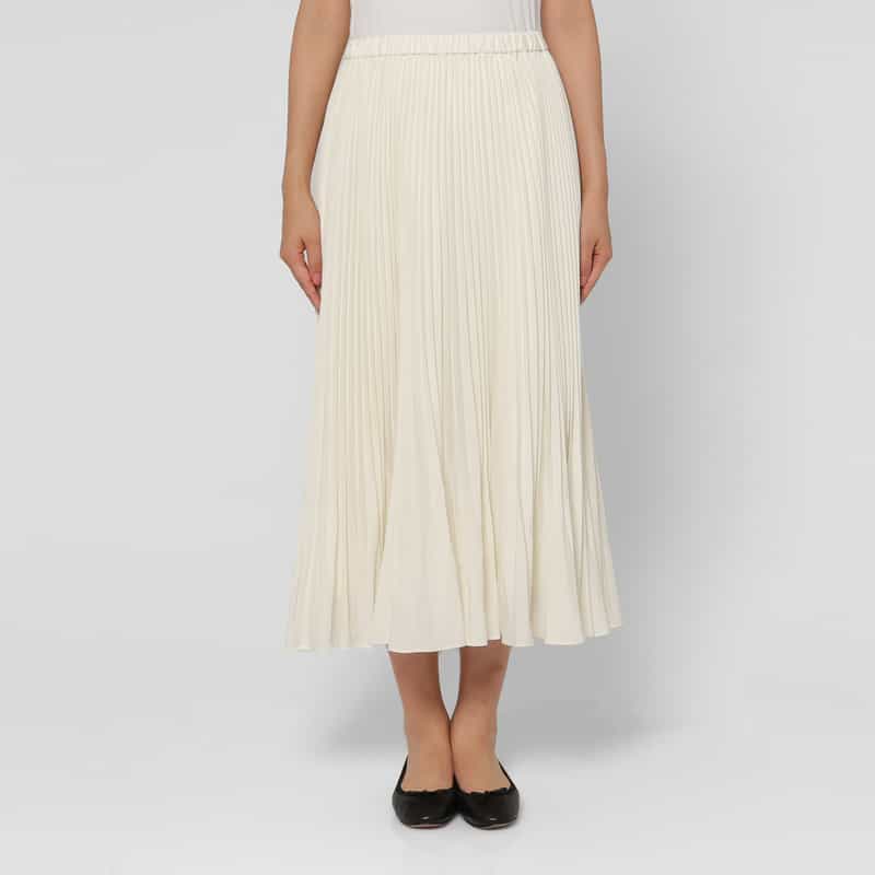 BARNEYS NEW YORK セットアップ ウォッシャブル プリーツスカート WHITE