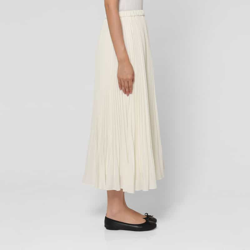 BARNEYS NEW YORK セットアップ ウォッシャブル プリーツスカート WHITE