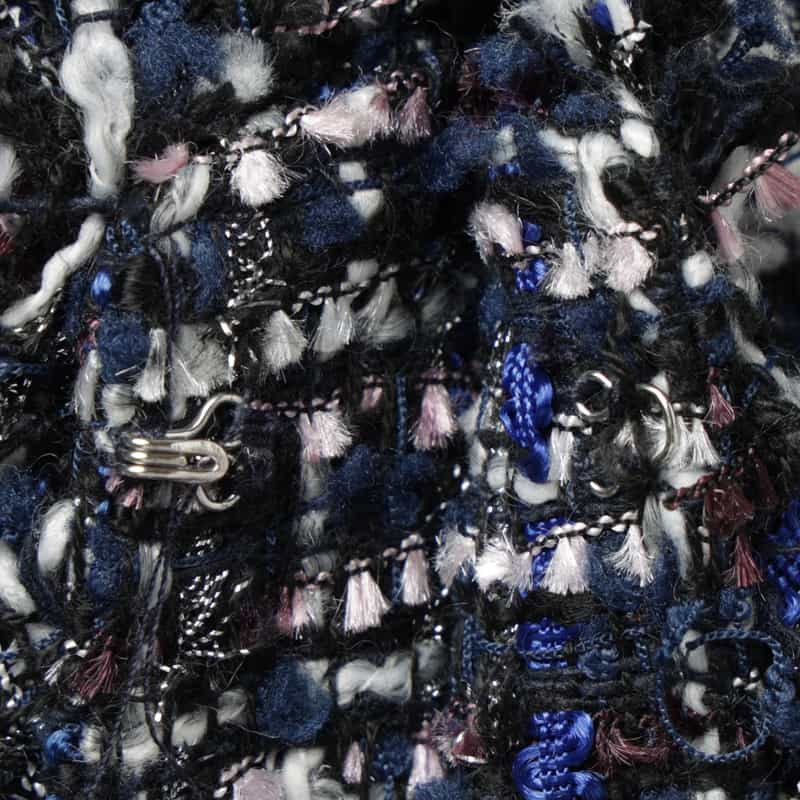 BARNEYS NEW YORK ルーズフィット フリンジツイードコート BLUE