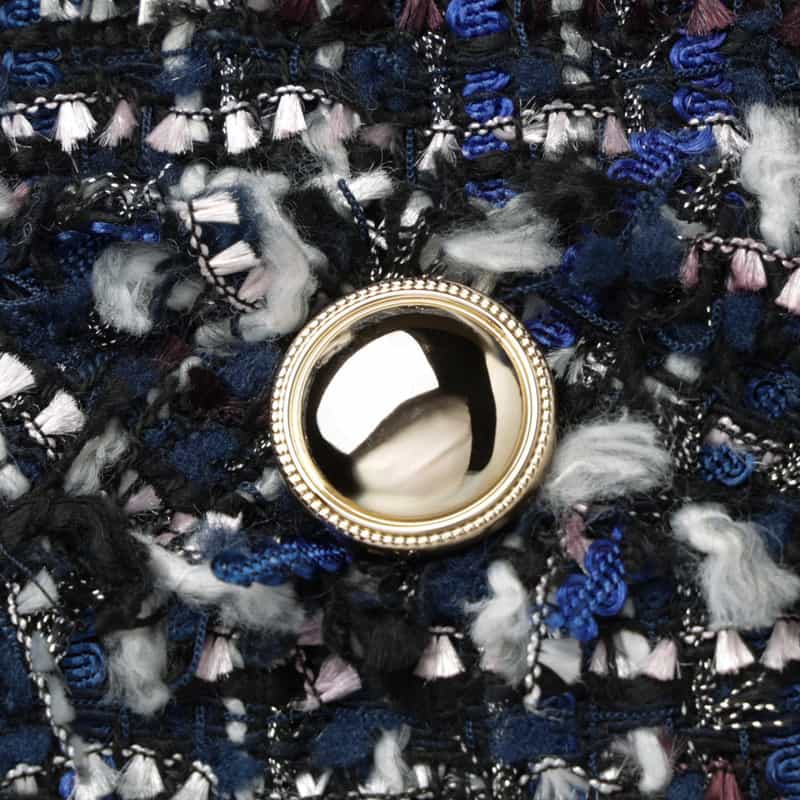 BARNEYS NEW YORK ルーズフィット フリンジツイードコート BLUE