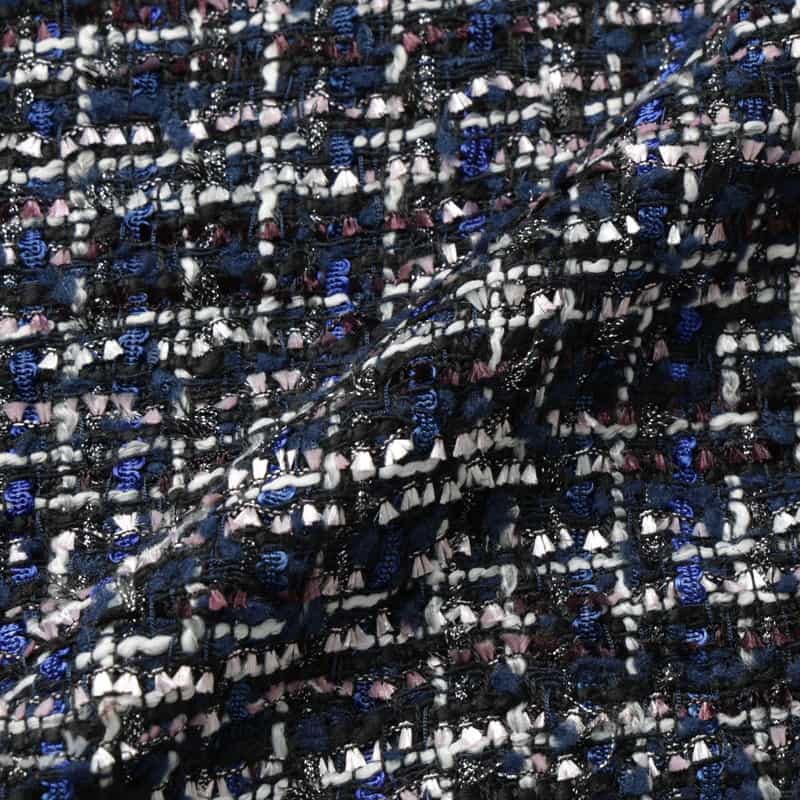 BARNEYS NEW YORK ルーズフィット フリンジツイードコート BLUE