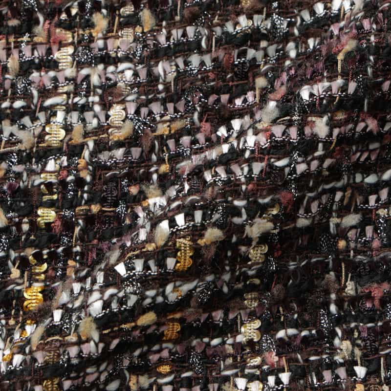 BARNEYS NEW YORK ルーズフィット フリンジツイードコート BROWN
