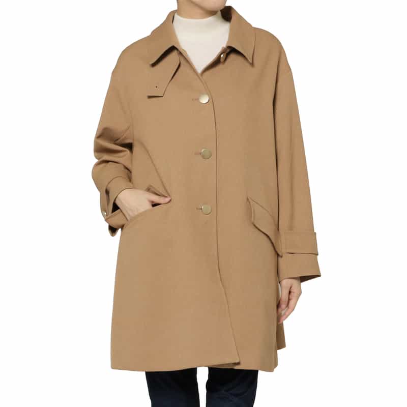 BARNEYS NEW YORK Aライン ステンカラーコート CAMEL