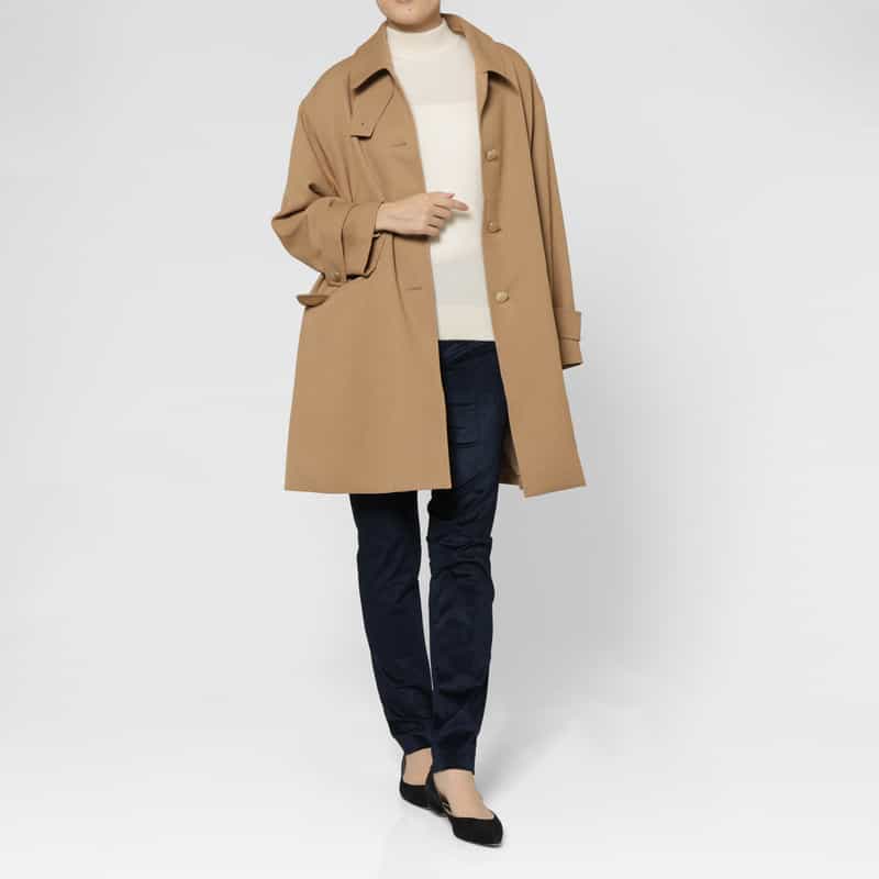 BARNEYS NEW YORK Aライン ステンカラーコート CAMEL