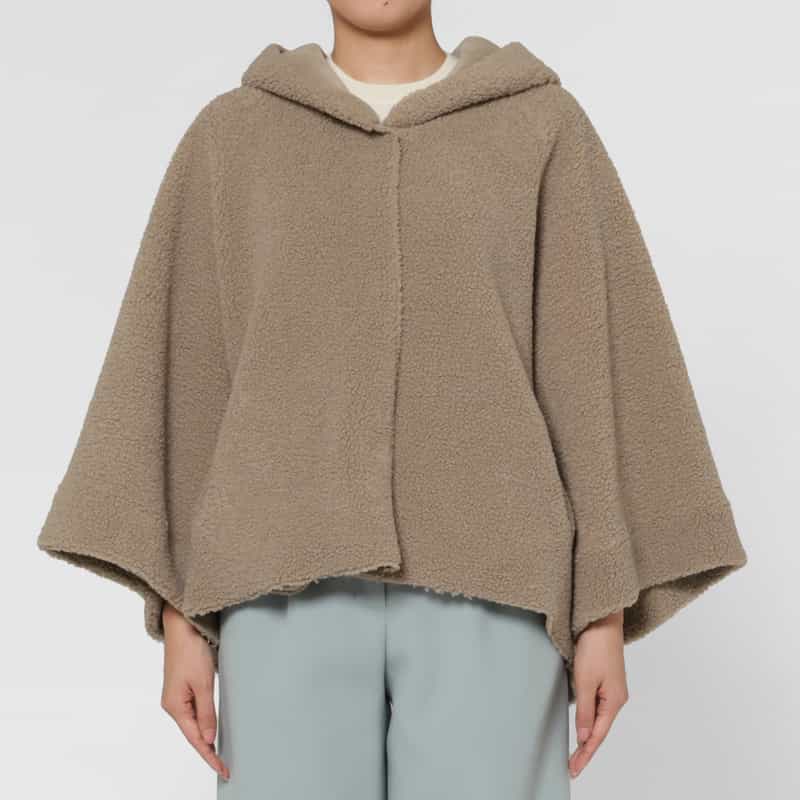 BARNEYS NEW YORK フェイクボアフーディコート LIGHT GRAY