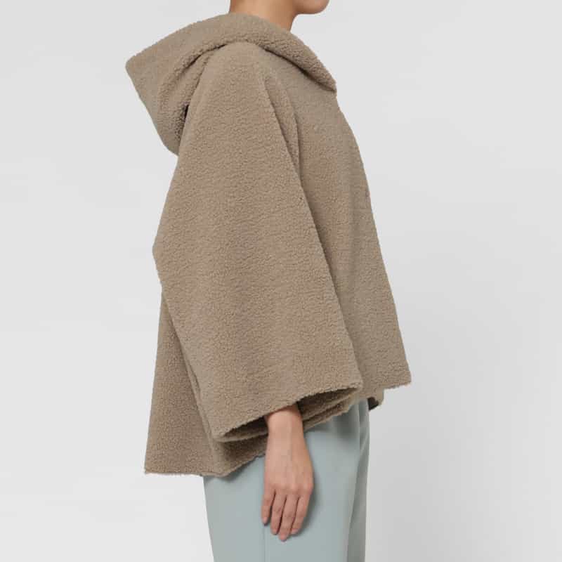 BARNEYS NEW YORK フェイクボアフーディコート LIGHT GRAY