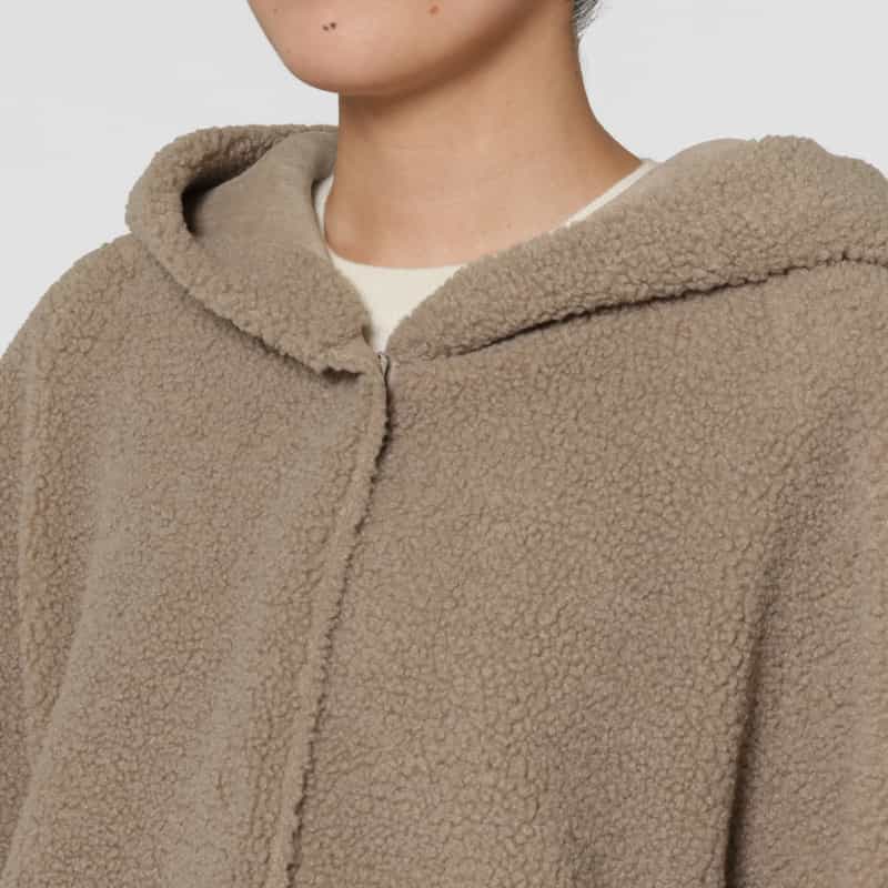 BARNEYS NEW YORK フェイクボアフーディコート LIGHT GRAY