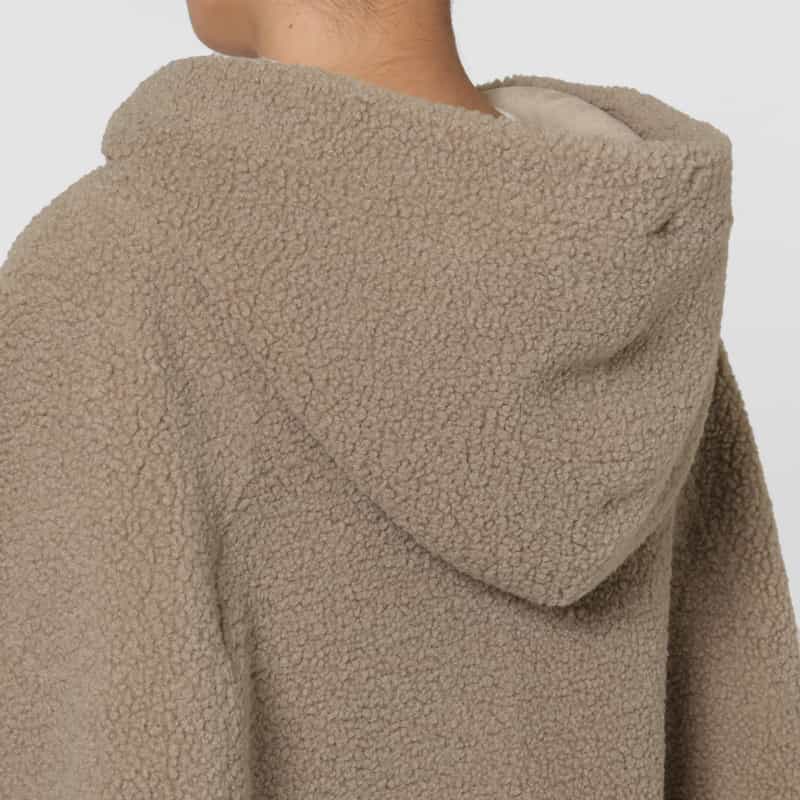BARNEYS NEW YORK フェイクボアフーディコート LIGHT GRAY