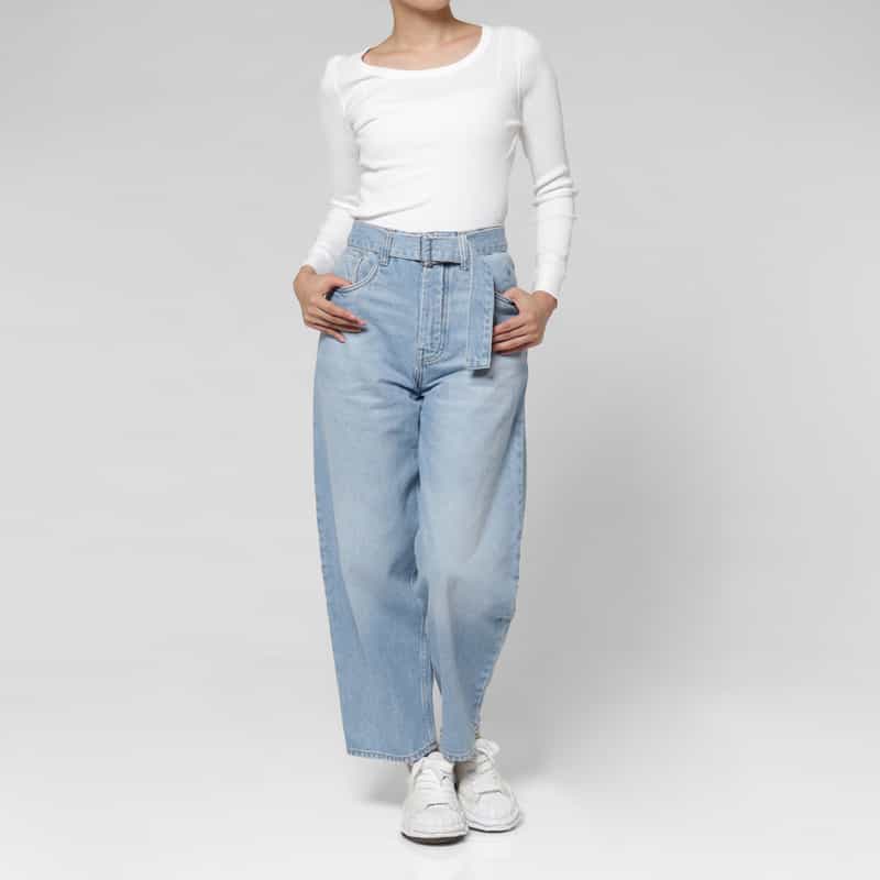 STUDIO NICHOLSON STUDIO NICHOLSON ＜スタジオ　ニコルソン＞ ベルテッド デニムパンツ BLUE