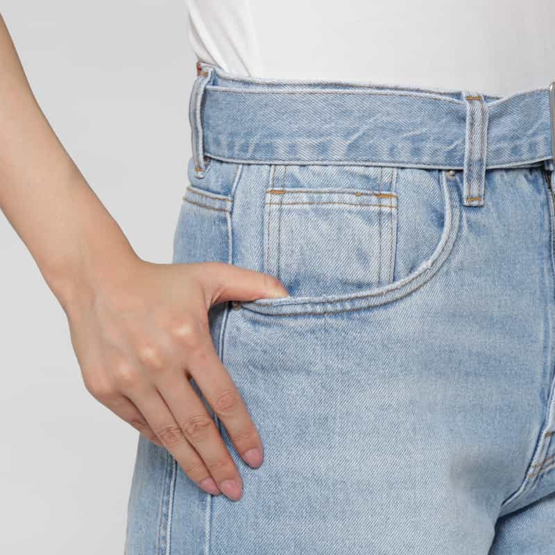 STUDIO NICHOLSON STUDIO NICHOLSON ＜スタジオ　ニコルソン＞ ベルテッド デニムパンツ BLUE