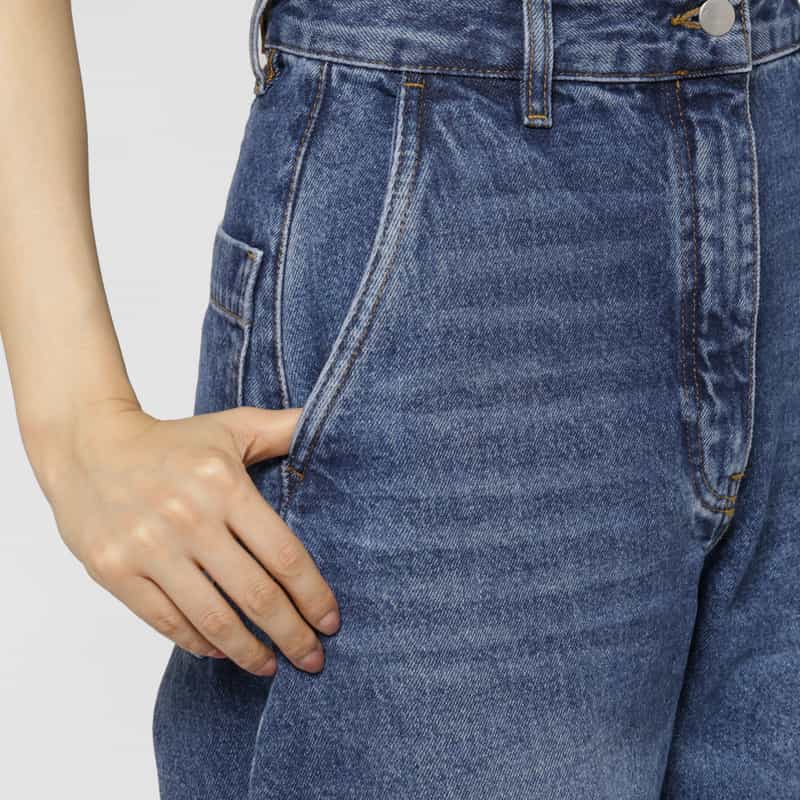 STUDIO NICHOLSON STUDIO NICHOLSON ＜スタジオ　ニコルソン＞ クロップド ワイドデニムパンツ BLUE