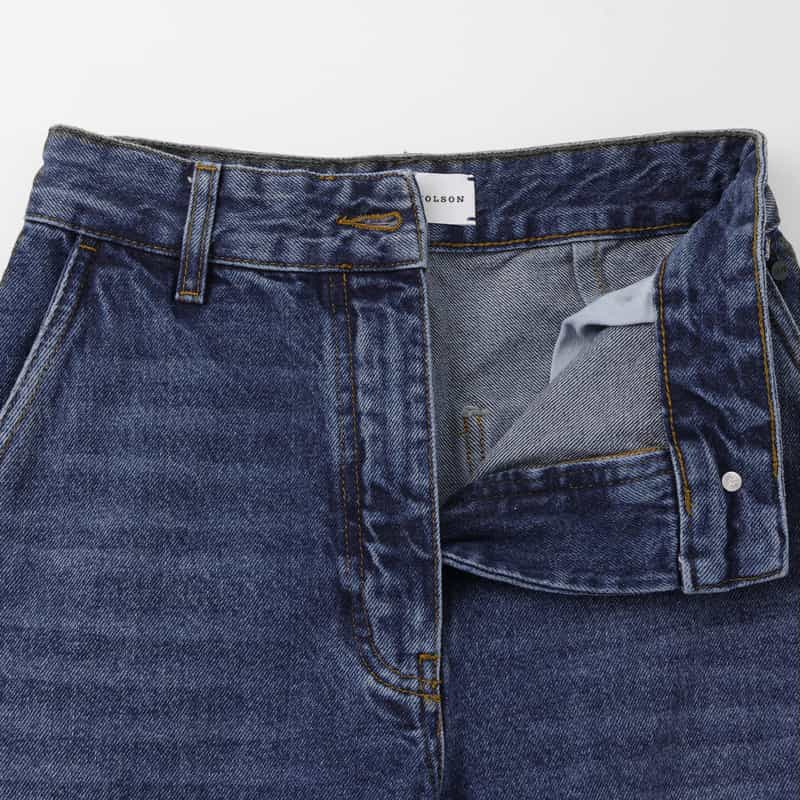 STUDIO NICHOLSON STUDIO NICHOLSON ＜スタジオ　ニコルソン＞ クロップド ワイドデニムパンツ BLUE