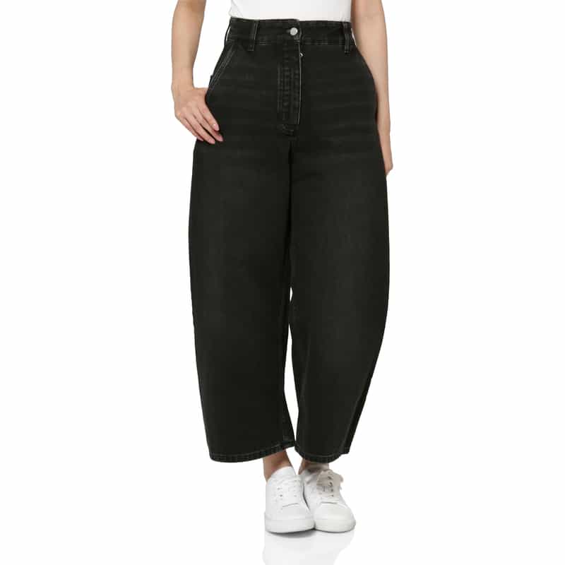 STUDIO NICHOLSON STUDIO NICHOLSON ＜スタジオ　ニコルソン＞ クロップド ワイドデニムパンツ BLACK