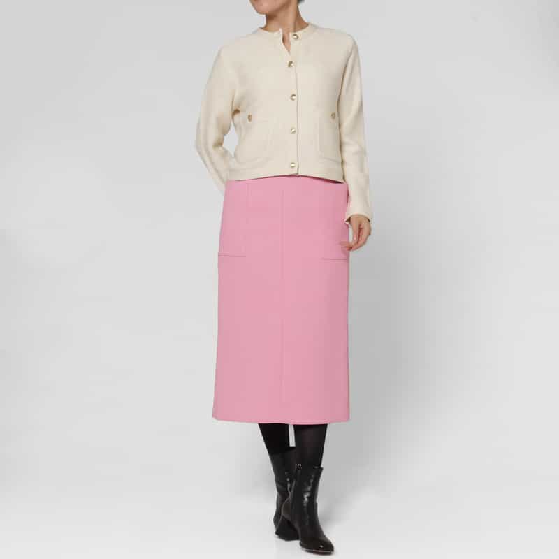 BARNEYS NEW YORK ラメツイード ポケット付きニットジャケット OFF WHITE