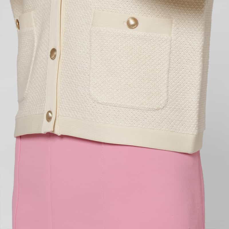 BARNEYS NEW YORK ラメツイード ポケット付きニットジャケット OFF WHITE