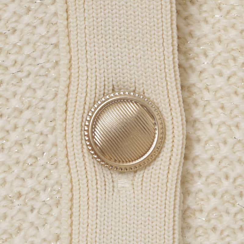 BARNEYS NEW YORK ラメツイード ポケット付きニットジャケット OFF WHITE