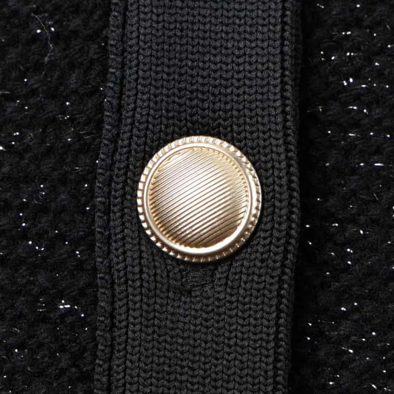 BARNEYS NEW YORK ラメツイード ポケット付きニットジャケット BLACK