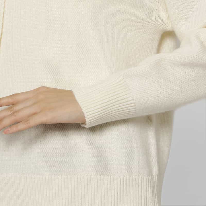 BARNEYS NEW YORK 2WAYスカーフカラー リブニットプルオーバー WHITE