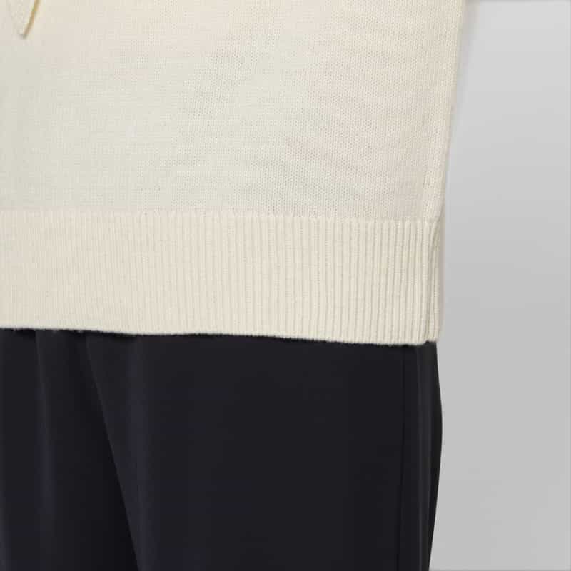 BARNEYS NEW YORK 2WAYスカーフカラー リブニットプルオーバー WHITE