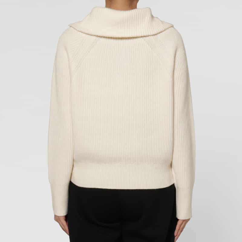 BARNEYS NEW YORK ハーフジップアップ ドライバーズリブニットプルオーバー WHITE