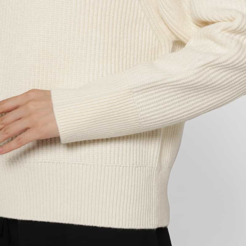 BARNEYS NEW YORK ハーフジップアップ ドライバーズリブニットプルオーバー WHITE