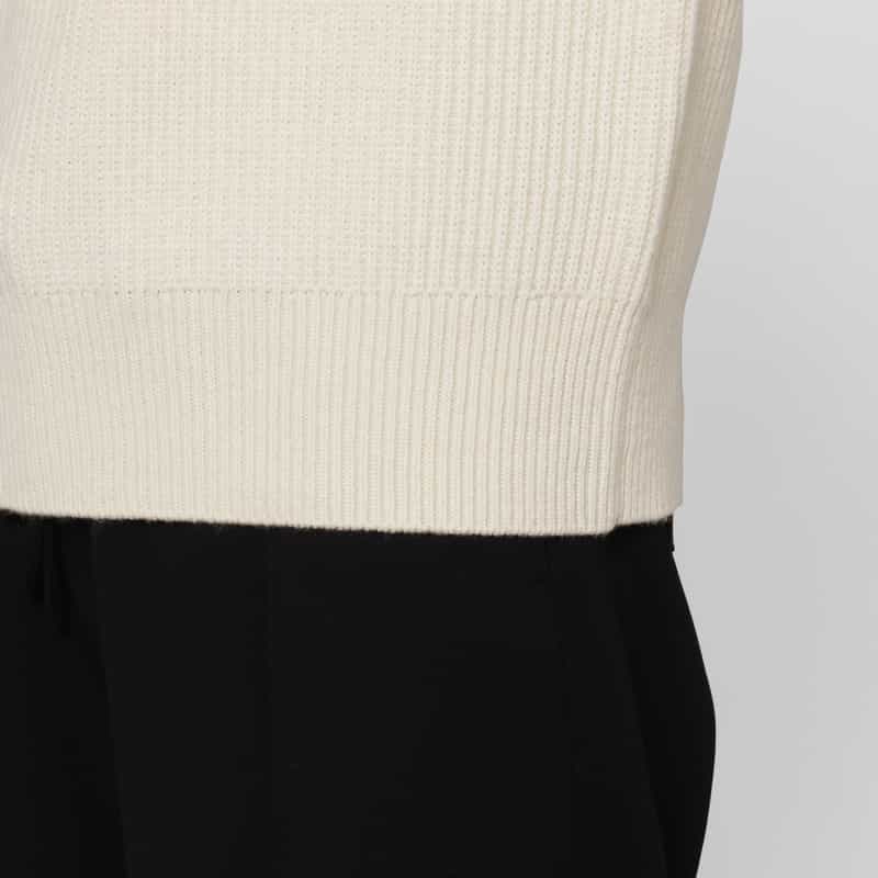 BARNEYS NEW YORK ハーフジップアップ ドライバーズリブニットプルオーバー WHITE